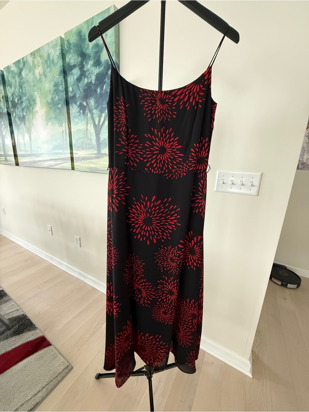 Jessica Howard Black Red Floral Maxi Dress Size 8